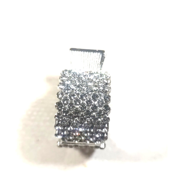 Claw Clip Pony Tail Holder Sparkle Rhinestone Silver Tone Metal - Picture 2 of 4